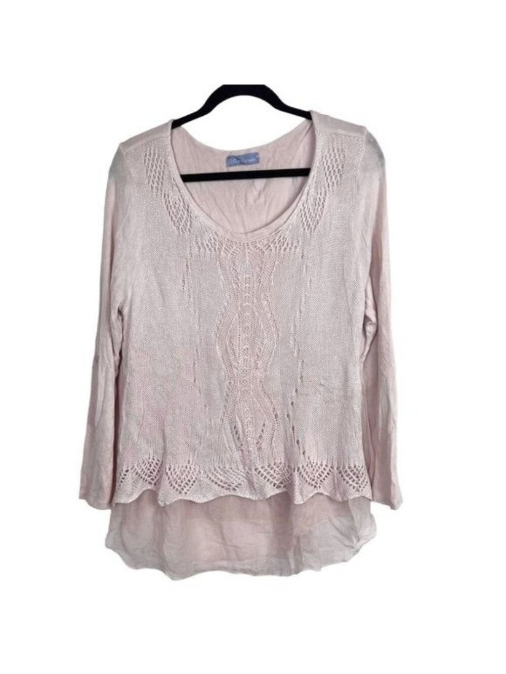 I Love Wanda Pink Beige Lace Overlay Flowy Layered Blouse Approx Medium
